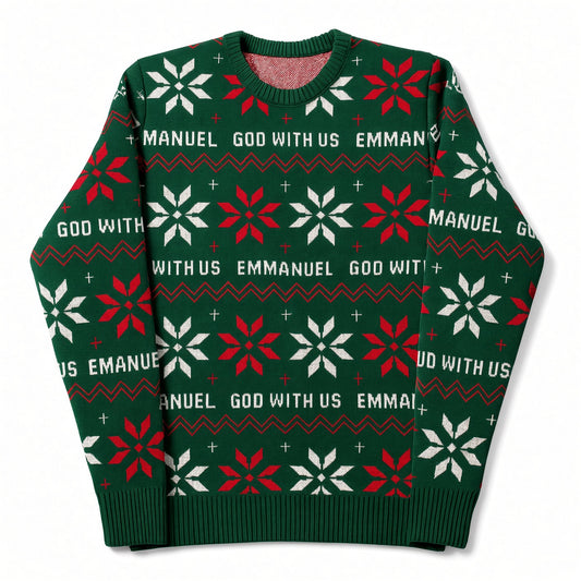 Emmanuel - God With Us (Holly Green) Unisex Knitted Christmas Jumper