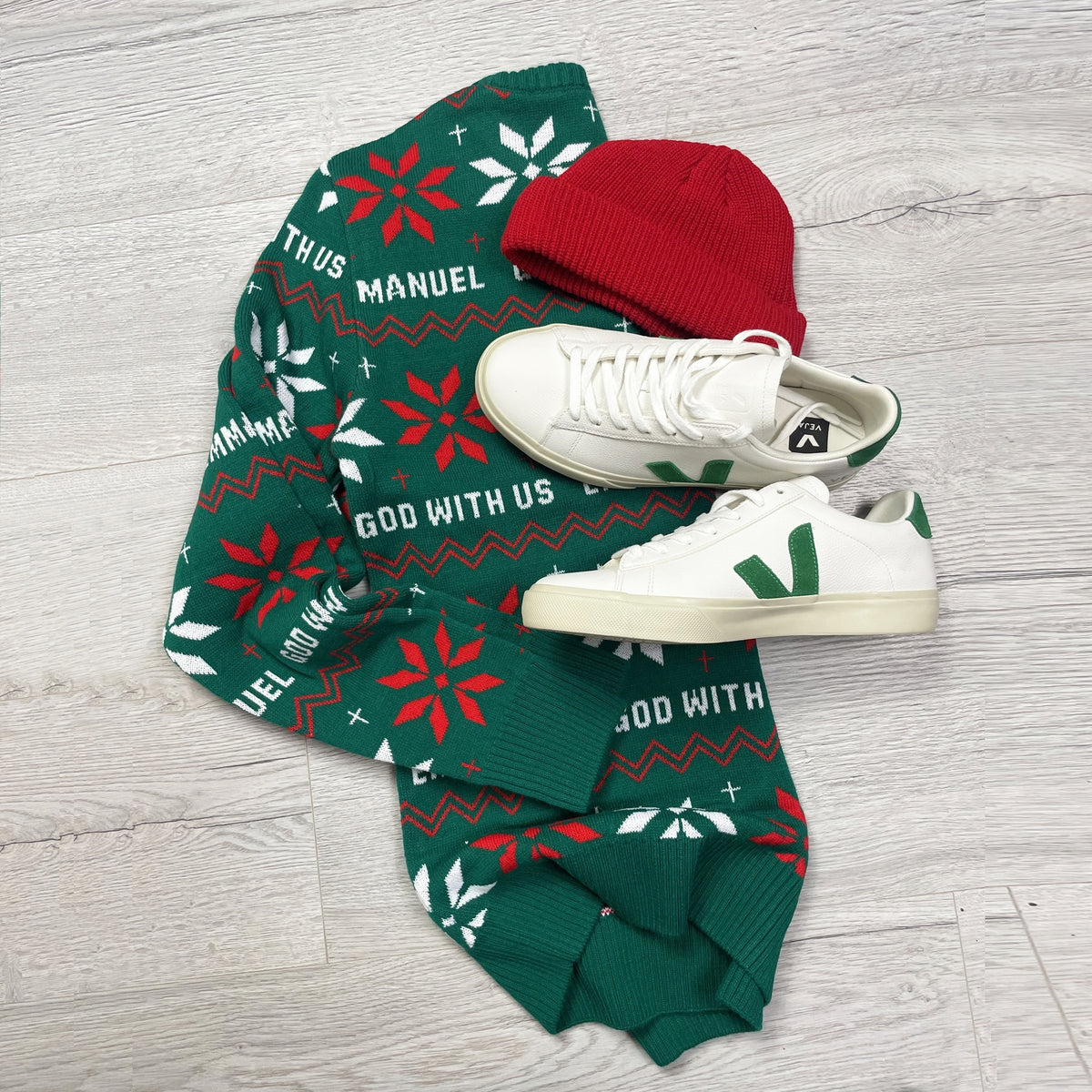 Emmanuel - God With Us (Holly Green) Unisex Knitted Christmas Jumper