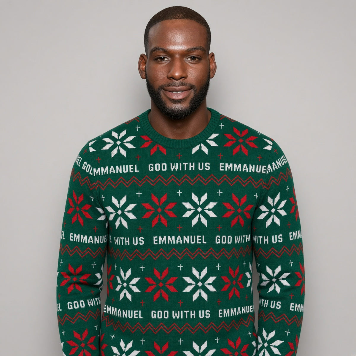 Emmanuel - God With Us (Holly Green) Unisex Knitted Christmas Jumper