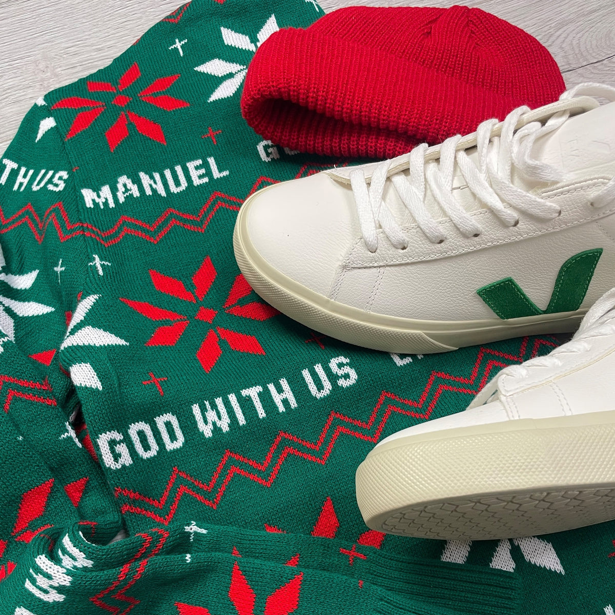 Emmanuel - God With Us (Holly Green) Unisex Knitted Christmas Jumper