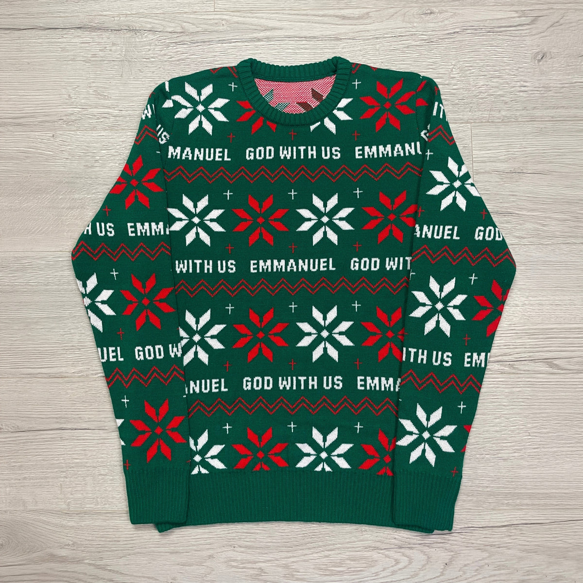 Emmanuel - God With Us (Holly Green) Unisex Knitted Christmas Jumper
