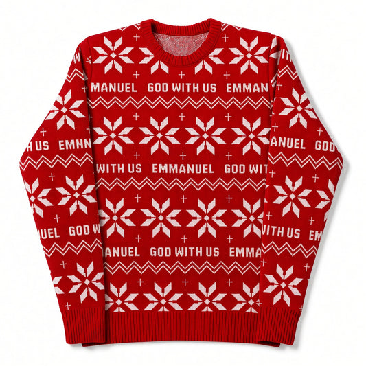 Emmanuel - God With Us (Joy Red) Unisex Knitted Christmas Jumper