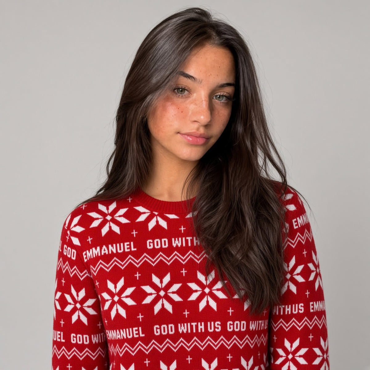 Emmanuel - God With Us (Joy Red) Unisex Knitted Christmas Jumper